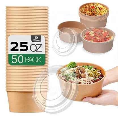 TOPtoper 50 Pack 25 Oz Large Paper Bowls by TOPtoper