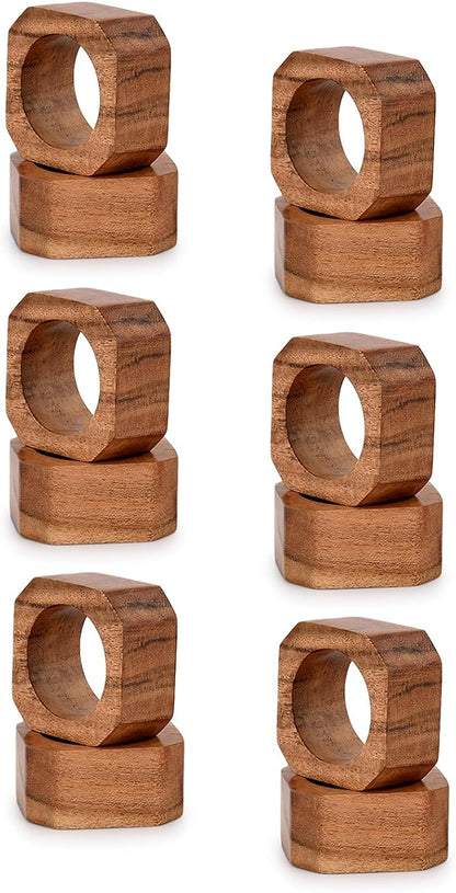 Napkin Ring Acacia Wood Napkin Rings Classic Everyday Use Thanksgiving - Image 3