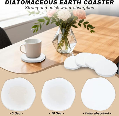 Azhou 6Pcs Absorbent Diatomaceous Earth Coasters Set - Image 2