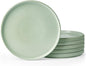 famiware Star Salad Plates for 6, 8 inches Plate Set, Stoneware Dinnerware, Small Dinner Plates for Dessert, Salad, Appetizer,Matte Green