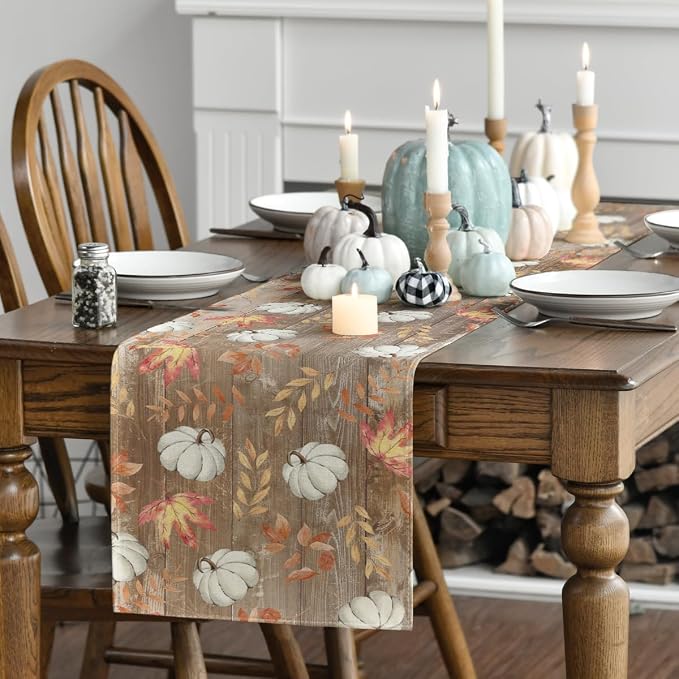 Artoid Mode 210 GSM Fall Table Runner 13x72 Inch Home Party Decor | Pumpkins - Image 3