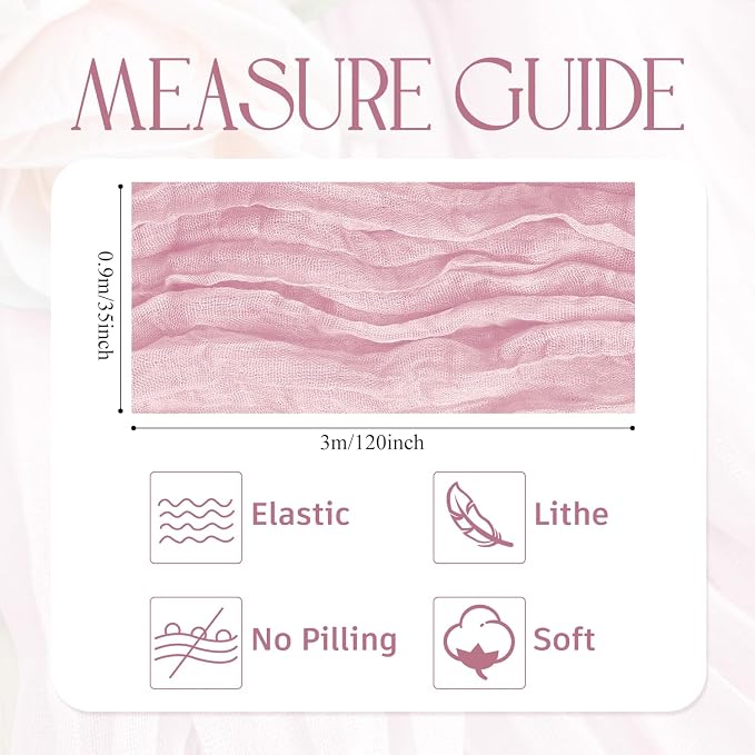 Cheesecloth Table Runner Blush Pink 10FT Boho Gauze Runner, 12 Pack | 120 Inch - Image 2