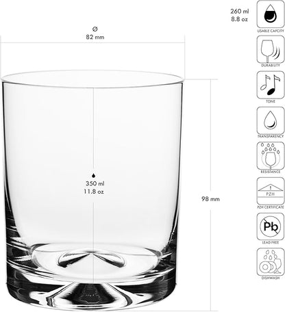 Krosno Whisky Glasses | Set of 6 | 11.8 oz | Mixology Collection | Drinking Glasses Cocktail Glasses | Home, Restaurants and Kitchen Set | Dishwasher Safe Glass Cup