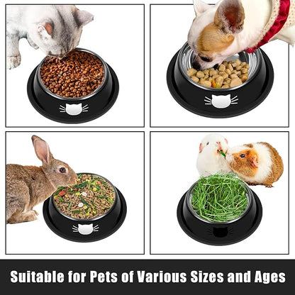 Serentive 2 Pcs Non-Slip Stainless Steel Small Cat Food Bowls - Image 5