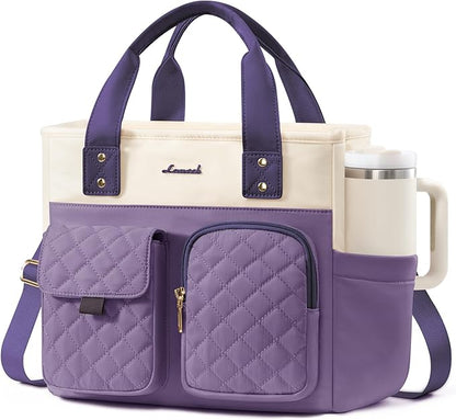 LOVEVOOK Insulated Lunch Bag for Women, Elegant Quilted Stitching Lunch Tote by LOVEVOOK