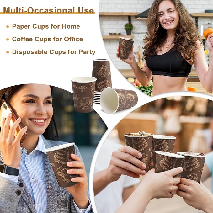 12 oz 180 Pack Coffee Cups Disposable Thickened Paper Coffee Cups | Disposable - Image 7