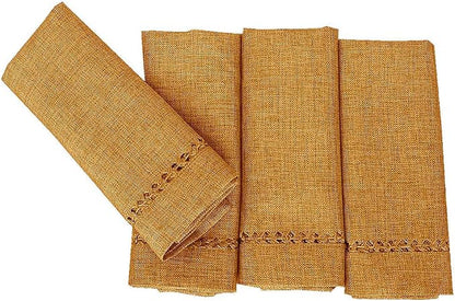 Grelucgo Set of 4 Handcrafted Solid Mustard Gold Color Dinner Napkins, by Grelucgo