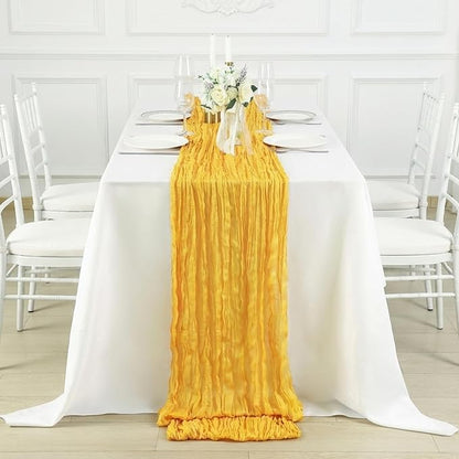 8 Pack Gold Cheesecloth Table Runner 120 Inch Boho Wedding Decor | Cheesecloth - Image 4
