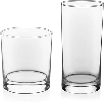 Province Tumbler & Rocks Drinking Glasses Set of 16, Tall Glass Cups | 15.2 oz - Image 4