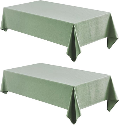 2 Pack Rectangle Tablecloth, 60x84 inch, Water Resistant Wrinkle Free Linen Textured Table Cloth Washable, Decorative Fabric Table Cover for Dining, Party and Camping, Sage Green