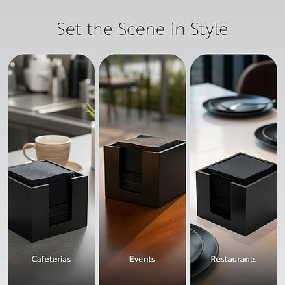 Restaurantware 5.5 x 4 Inch Cocktail Napkin Holder 1 Square Flat Napkin Holder - For Bars Kitchen Tables or Countertops Sturdy Black Bamboo Tissue Napkin Holder Dining Room Decor