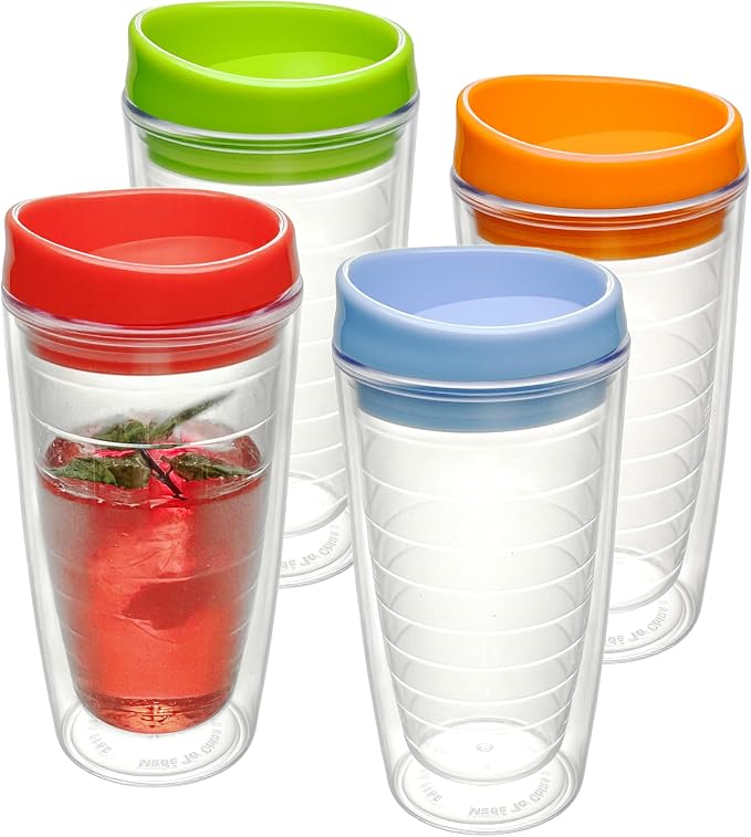Lily's Home Set of 4 Double Wall 16oz Travel Cups by LilysHome