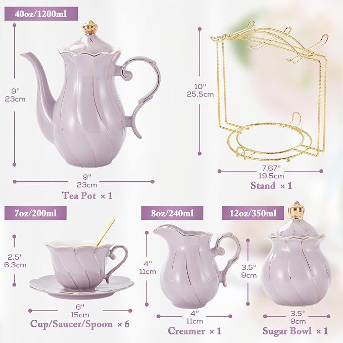 DUJUST 22 pcs Porcelain Tea Set - Image 5