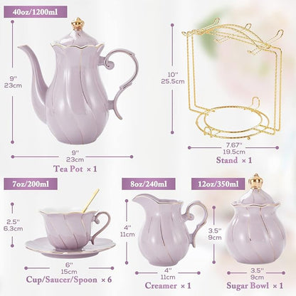 DUJUST 22 pcs Porcelain Tea Set - Image 5