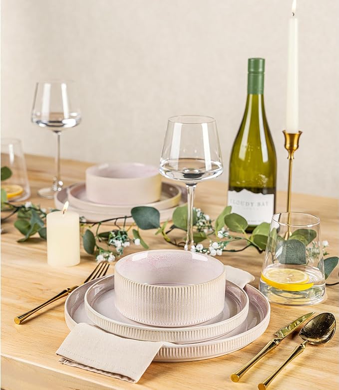 Ceramic Dinnerware Set for 6, 18-Piece Plates and Bowls Set | Lightweight - Image 6