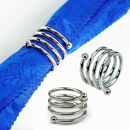 6Pcs Silver Napkin Rings Round Napkin Ring Set Napkin Holders by Jofefe