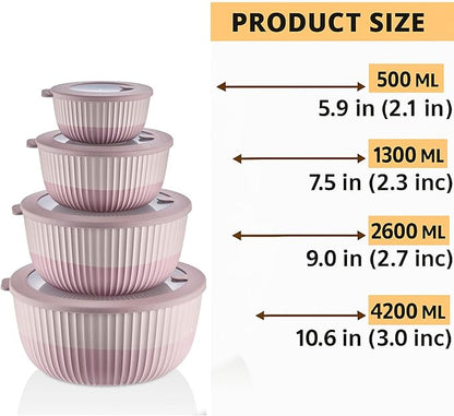 Mixing Bowls with Airtight Lids – 8 Piece Nesting Kitchen Set – BPA-Free, Leak-Proof & Stackable – Dishwasher, Microwave & Freezer Safe