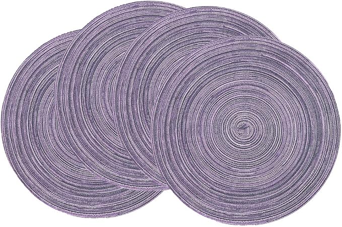 SHACOS Round Placemats Set of 4 Round Table Placemats Braided Cotton Place Mats by SHACOS