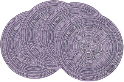 SHACOS Round Placemats Set of 4 Round Table Placemats Braided Cotton Place Mats by SHACOS