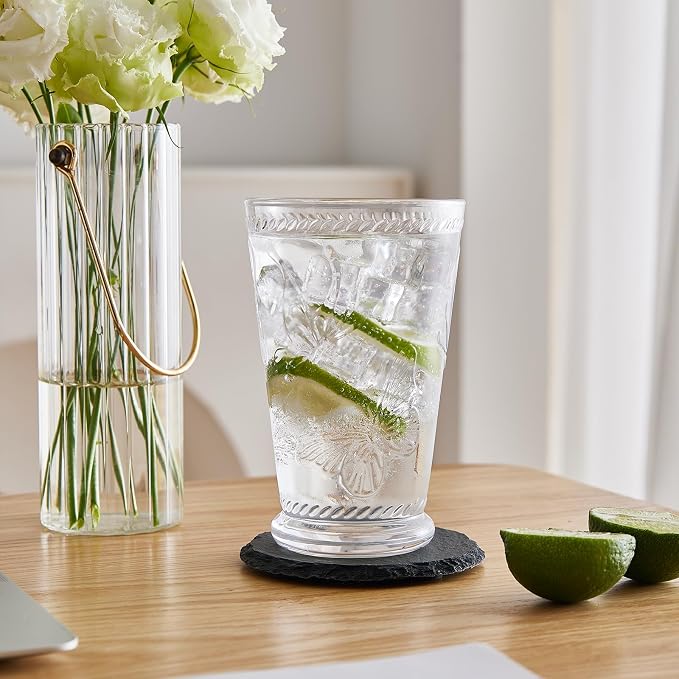 6 Pack Embossed Vintage Mixed Drinking Glasses, 12 Oz & 9 Oz Glasses | Embossed - Image 7
