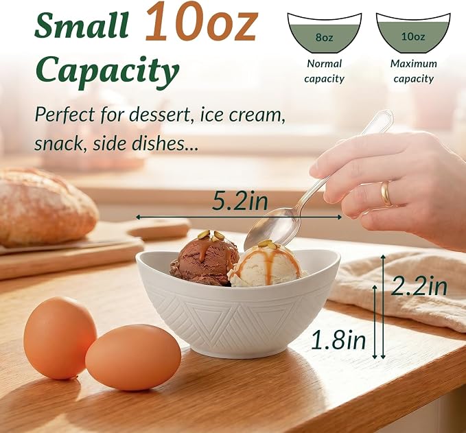 Wheat Straw Small Bowls Dessert Bowls Set of 6 Unbreakable Ice Cream Bowls - Image 2