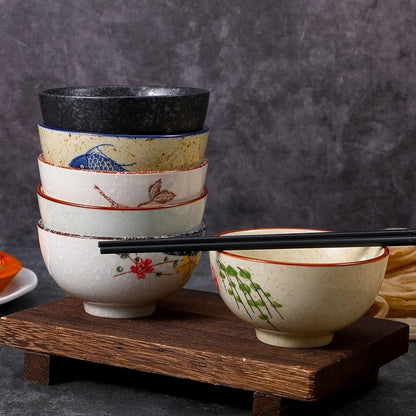 Retro Ceramic Bowls Set for 6, 4.5 Inch Japanese Chinese Bowl Small - Image 6