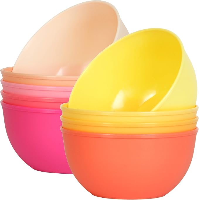 Youngever 9 Pack 10 Ounce Plastic Bowls, Kids Plastic Bowls by Youngever