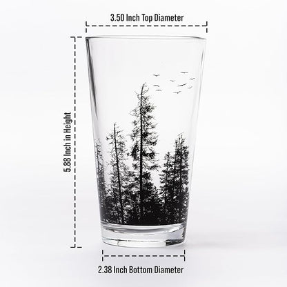 Black Lantern Pint Glasses Set of 2 – Double Exposure Bear Pint Glasses for Craft Beer Enthusiasts - Set of Two 16oz. Glasses