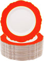 60pcs Red Plastic Plates with Gold Rim by WDF