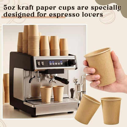 100 Pack 5oz Mini Coffee Cups Disposable Paper Cups Hot or Cold Beverage Cup - Image 4