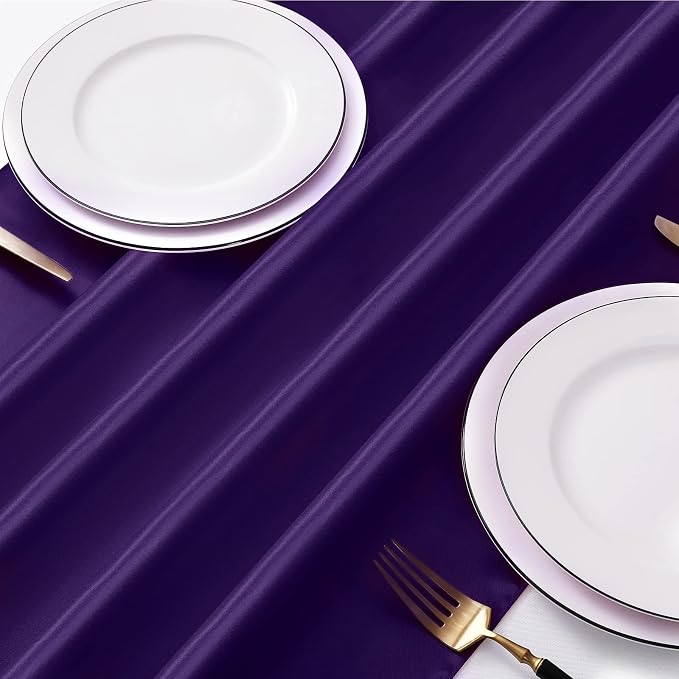 Manyshofu Dark Purple Satin Table Runner 12x108 - Image 2