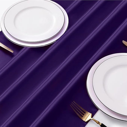 Manyshofu Dark Purple Satin Table Runner 12x108 - Image 2