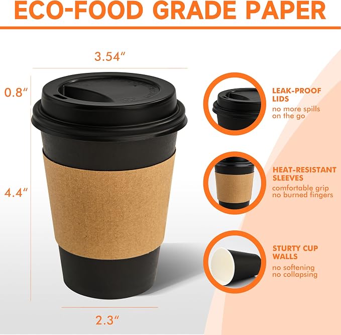 METAPRINT 500 Pack 12 oz Disposable Coffee Cups - Image 2