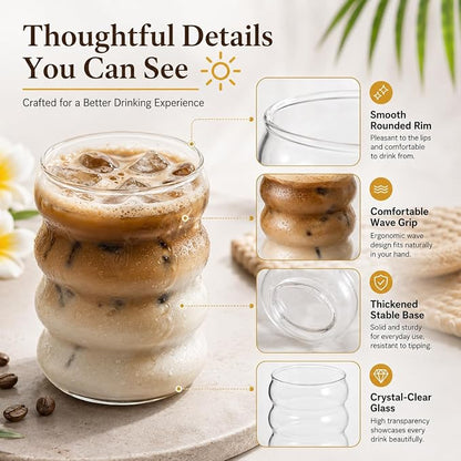 ALINK Ribbed Drinking Glass Cups - Image 4