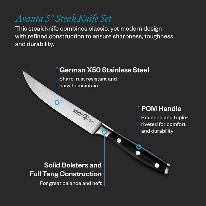 Messermeister Avanta Forged 5” Fine Edge Steak Knife Set - Image 2
