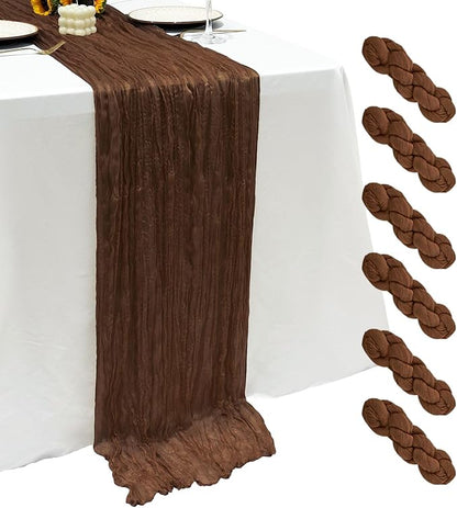 6Pack Brown Cheesecloth Table Runner 17x108 inch Sheer Brown Table Runners | by Seveups