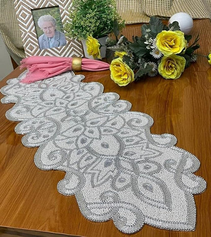 Beaded Table Runner Decorative Hand Glitz Rustic Farmhouse - Image 6