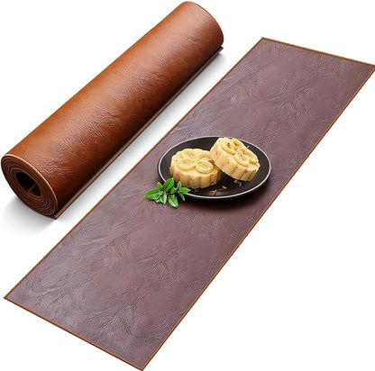 Double-Sided Faux Leather Table Runner, Waterproof Heat Resistant Non-Slip by Cimweideco