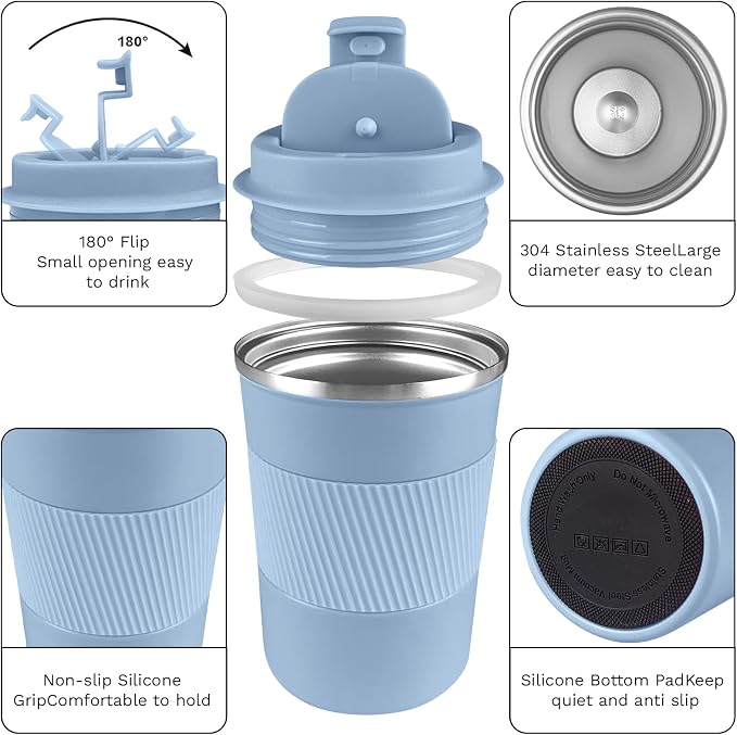 Insulated Travel Coffee Mug, Stainless Steel Coffee Cup - Image 2