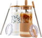 Pandaloo® Glass Cups With Lids and Straws -20 Fl Oz- Perfect Size Iced Coffee by Pandaloo