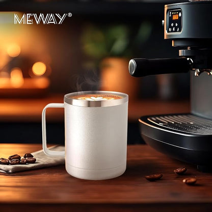MEWAY 12oz Coffee Mug With Handle 2 Pack Bulk, Stainless Steel Insulated Travel - Image 7
