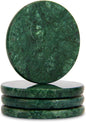 Natural Marble Coasters Set of 4, 4 inch Round, Silicone Anti-Slip Pads by Unknown