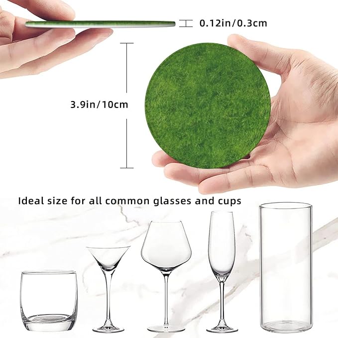 6 Pcs Green Grass Leather Coasters - Image 8