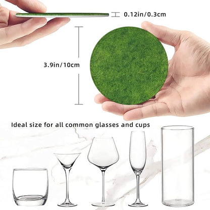6 Pcs Green Grass Leather Coasters - Image 8