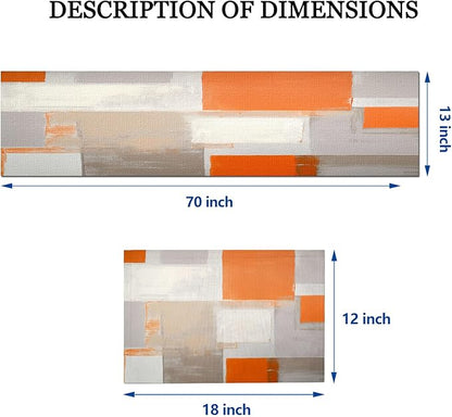 Mcalk Orange Table Runner and Placemats Set of 6, Abstract Brown Placemats, Modern Cloth Place Mats Indoor for Kitchen,Washable Linen Material for Dining Table
