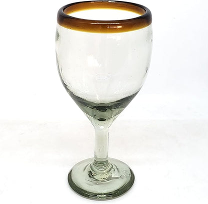 Amber Rim 13 oz Wine Glasses (set of 6), Recycled Glass, Lead-free, Toxin-Free (13oz Wine)