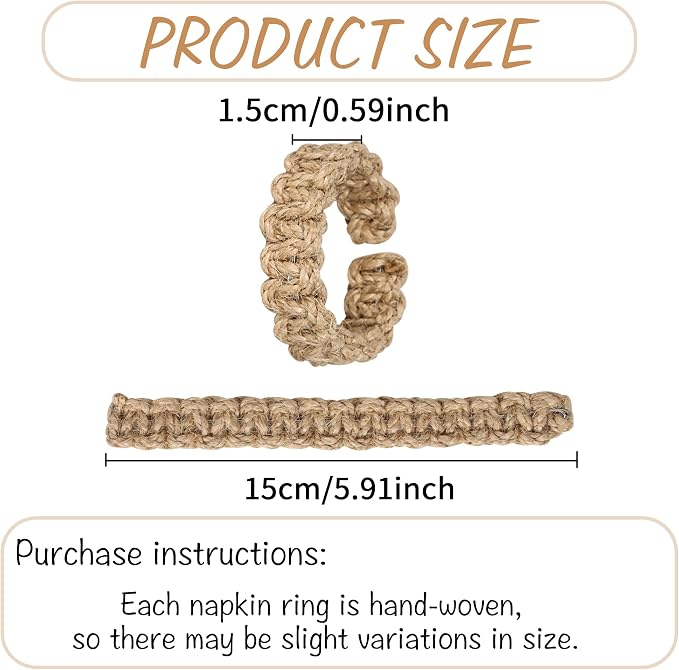 Meplait Napkin Rings Set of 6, Boho Napkins Holders Ring - Image 7