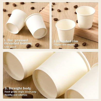 100 Pack 2oz Mini Coffee Cups Disposable Paper Cups Hot or Cold Beverage Cup - Image 3