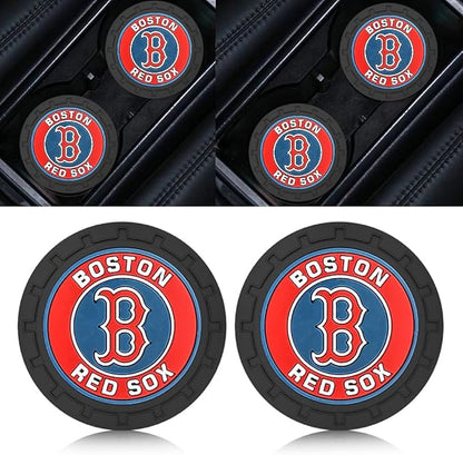 Silicone Red Sox Car Cup Holder Coasters,Baseball Fans Car Coasters for Boston Red Sox Fans, Non-Slip Universal Fit Cup Holder Insert