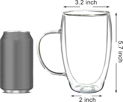 Youngever 2 Pack Glass Coffee Cups, Double Wall Thermo Insulated Coffee Cups - Image 2